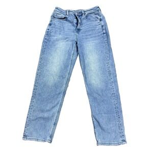 American Eagle Mom Jeans Women 4 Short High Rise Light Wash Faded Blue 25x25